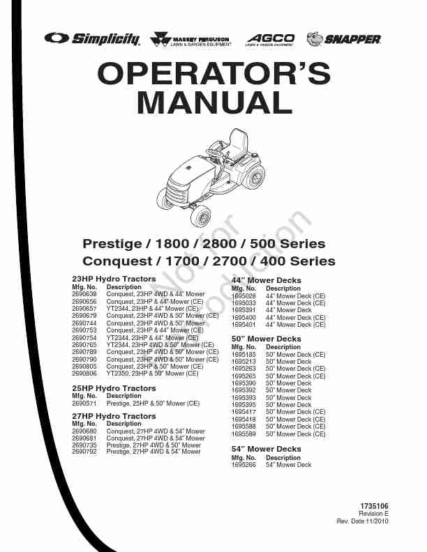 Snapper Lawn Mower Conquest 1700-page_pdf